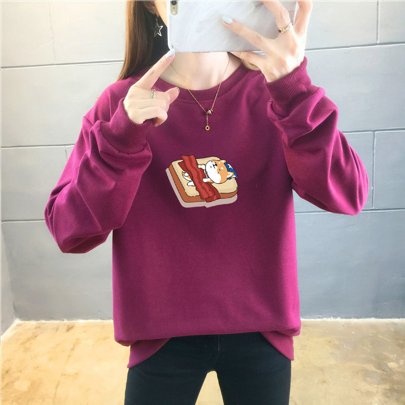 Student Casual Cartoon Top Trendy Round Neck