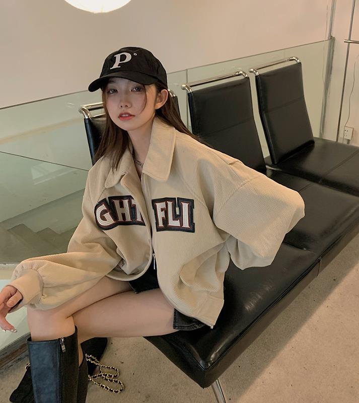 Women's Retro Alphabet Casual Corduroy Jacket