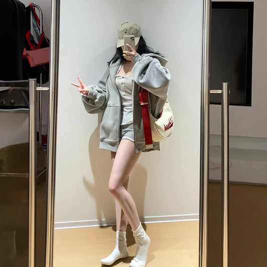 Women's Sweater Fleece Zipper Cardigan Hooded Coat