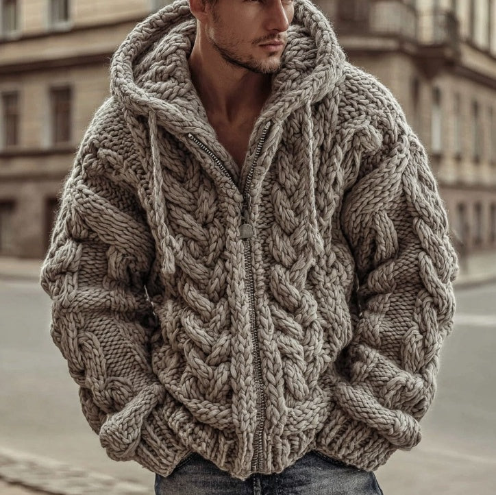 Digital Print Cardigan Jacket With Hood And Zipper 3D
