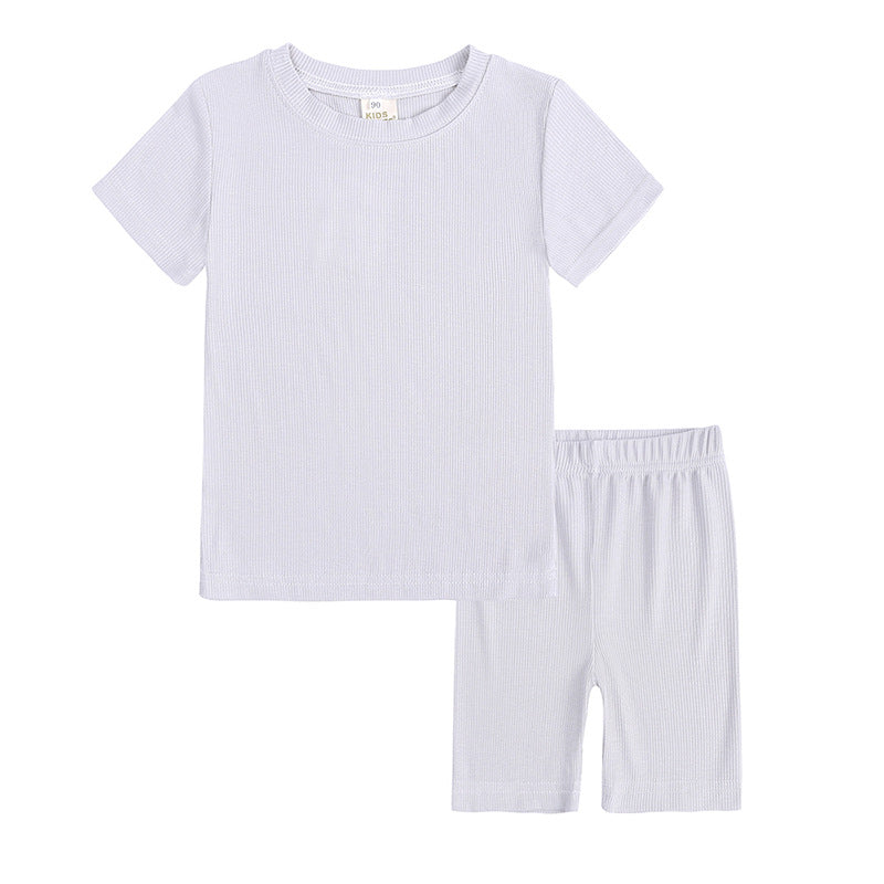 Summer Women's And Women's Solid Color Short-sleeved Tights Two Piece Suit