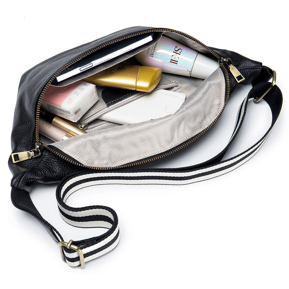 Genuine Leather Messenger Bag Waist Bag Large Capacity First Layer Cowhide Simple Casual Shoulder Bag For Women