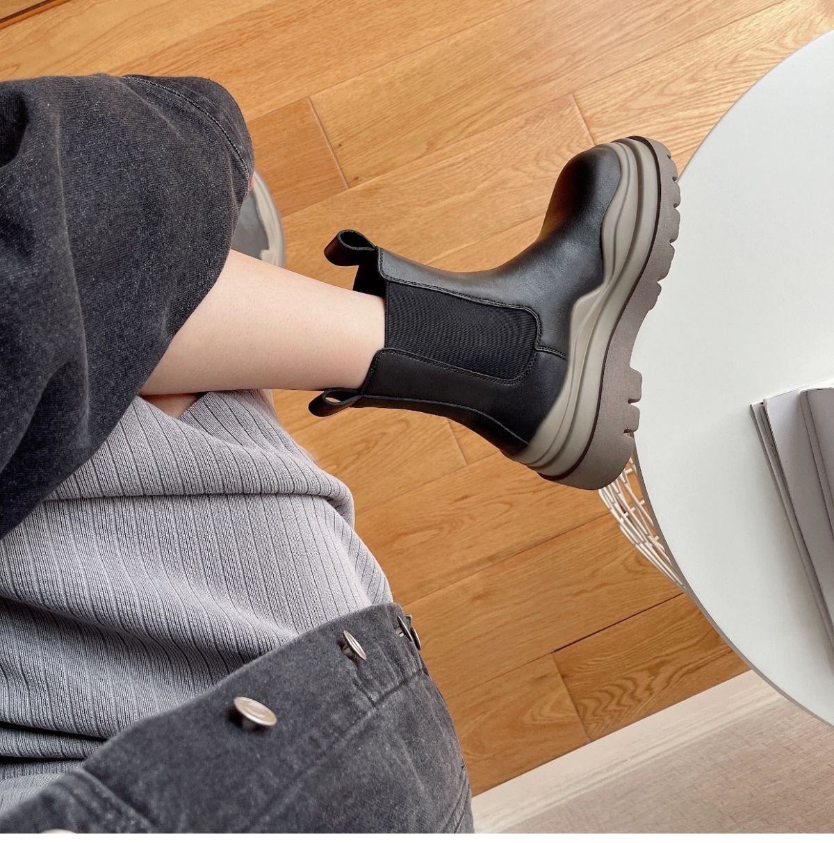 Støvler Dame Blødt Læder Pipe Støvler Korte Støvler Sort Brun Matchende Mode Trendy Støvler