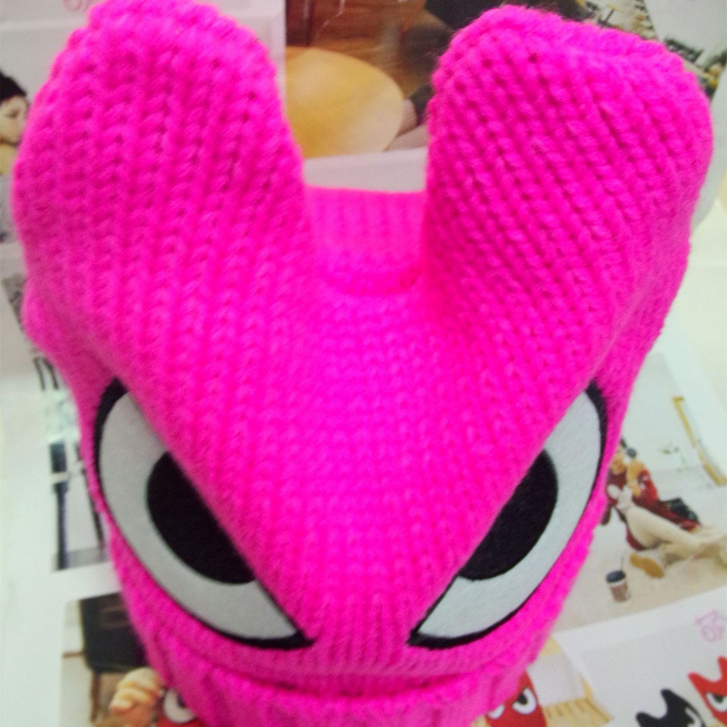 Women's Fashion Cute Devil Cow Horn Ears Knitted Wool Hat