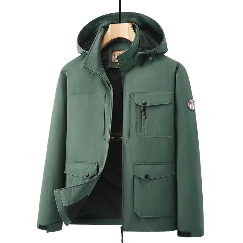 Men's Outdoor New Shell Jacket Plus Size Off Hat Multi-pocket Jacket