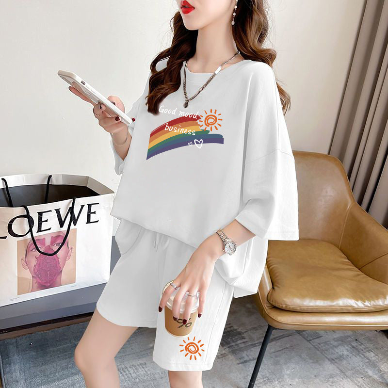 Loose And Slimming Sport Shorts Two-piece Set