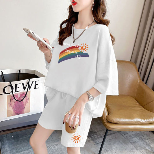 Loose And Slimming Sport Shorts Two-piece Set