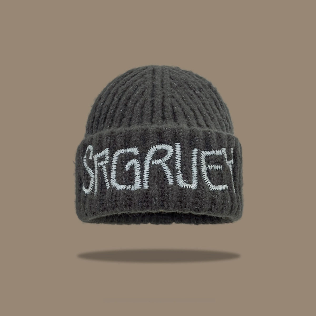 Korean Fashion Lettered Black Wool Hat
