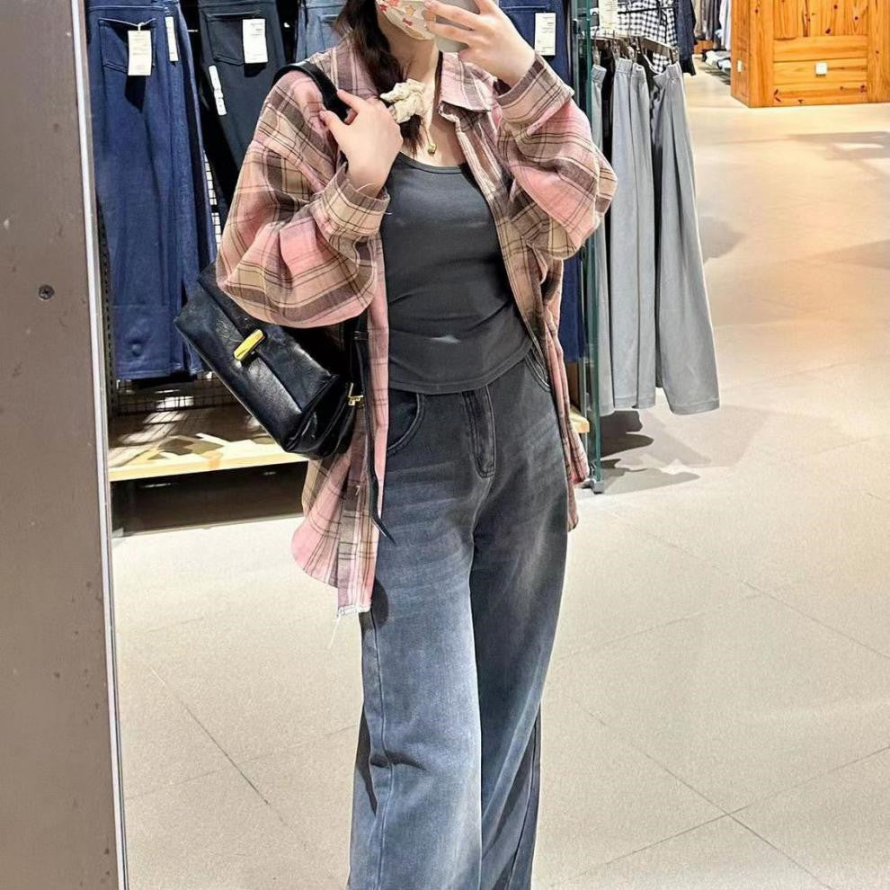 Female Dopamine Tender Plaid Shirt Coat