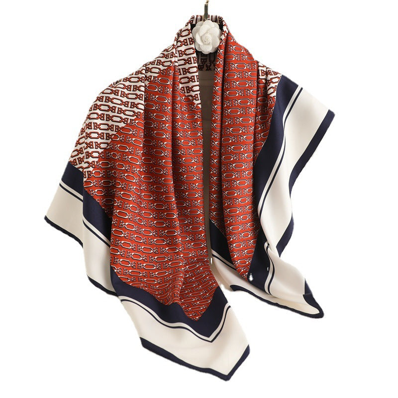 Ladies Fashion Simple Retro Printed Square Scarf