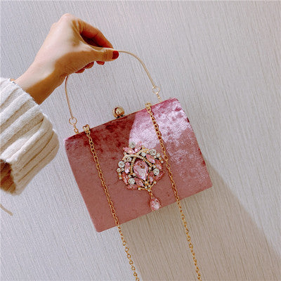 Women's Velvet Retro Small Square Bag