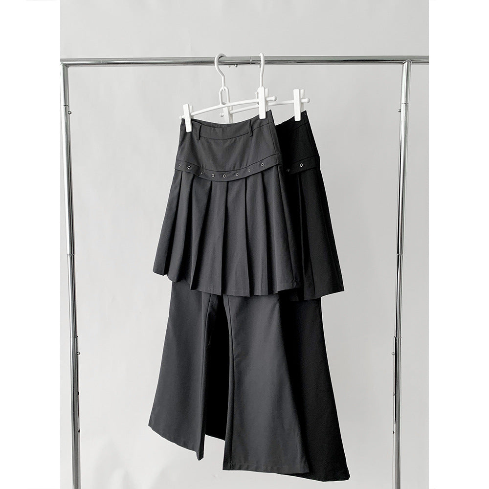 New Autumn Korean-Style Design Fake Two-Piece Casual Pants In A Bib-Style Cut