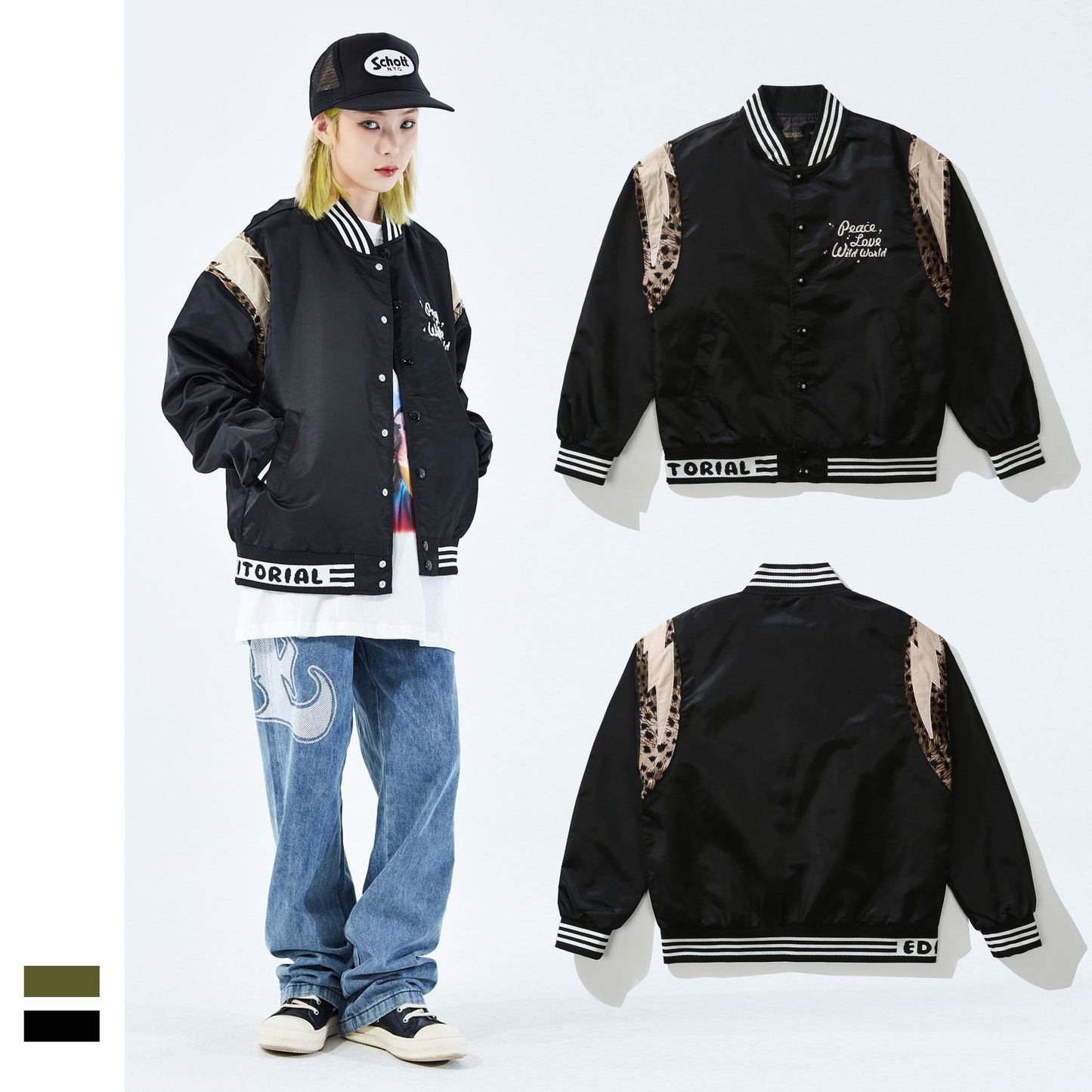 Men's Street Retro High Street Leopard Print Versatile Breasted Jacket