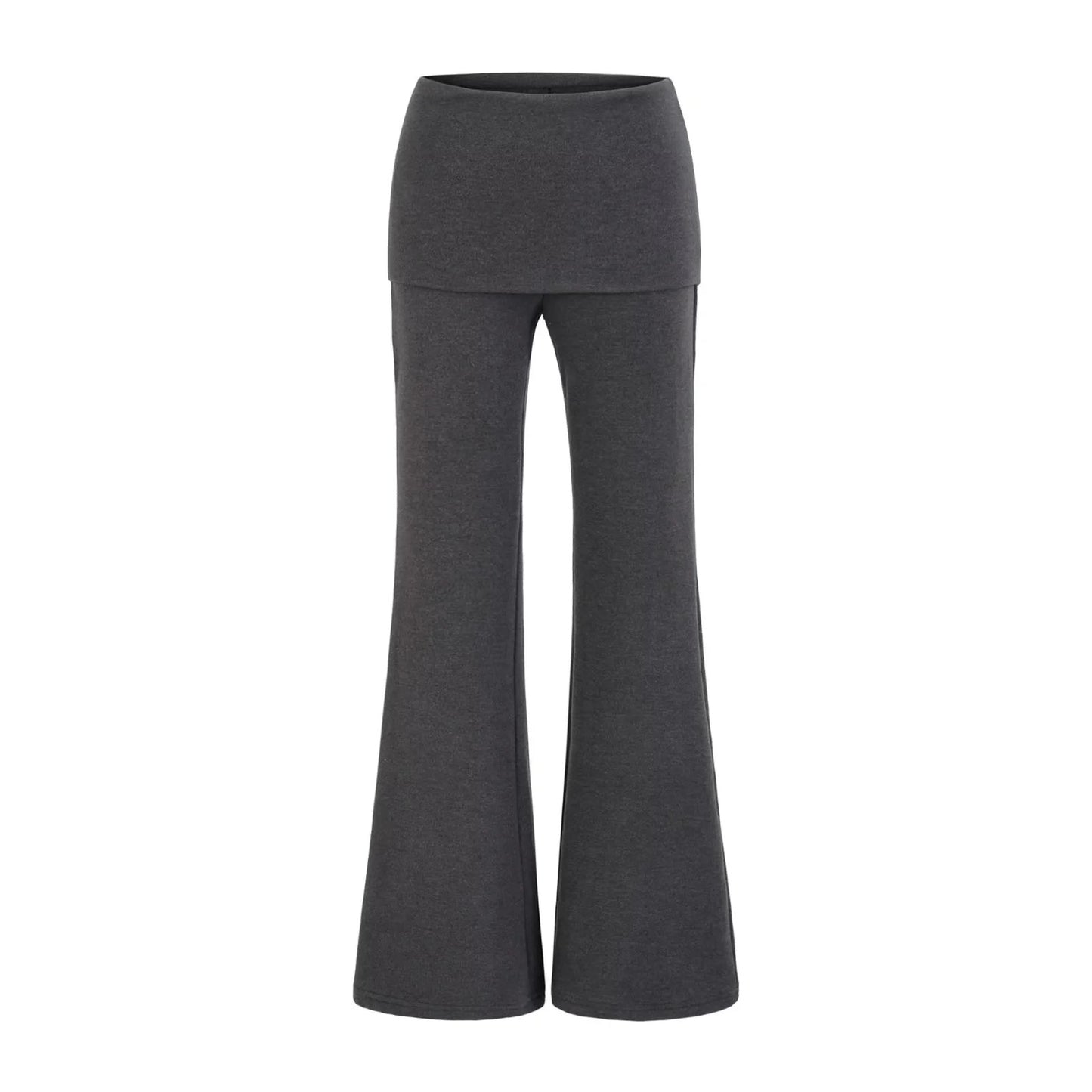 Womens Stretchy Knit Flared Pants With A Defined Waist For A Slimming Flowing Fit