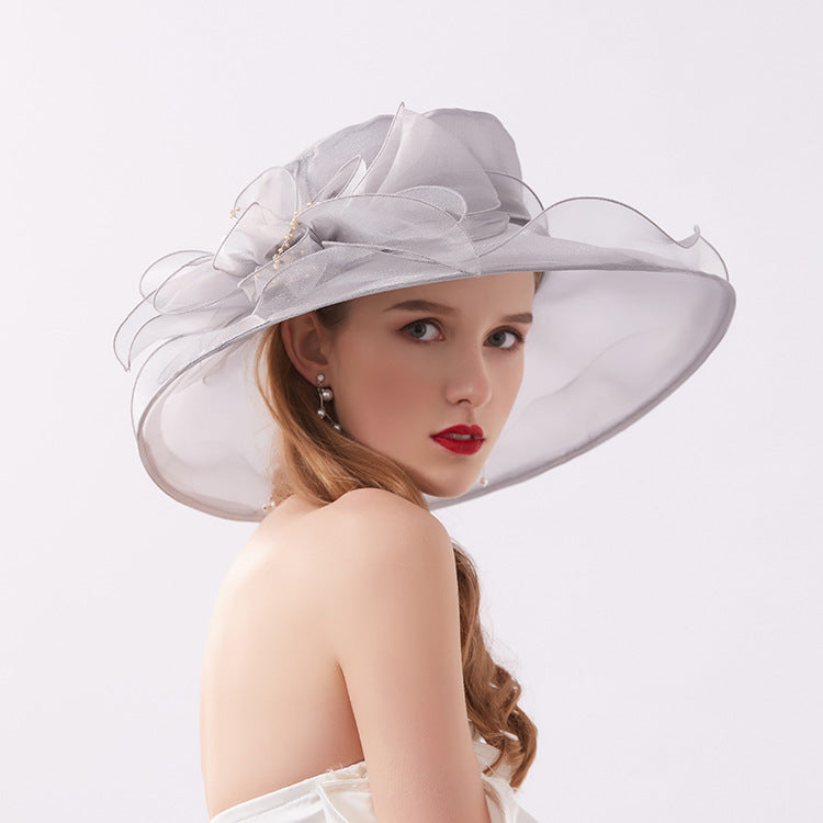 Cool Retro Flower Mesh Sun Hat Organza Sunscreen Women's