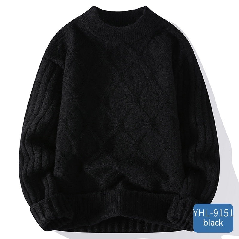 Soft Glutinous Men's Autumn And Winter Twisted Flower Round Neck Warm Sweater