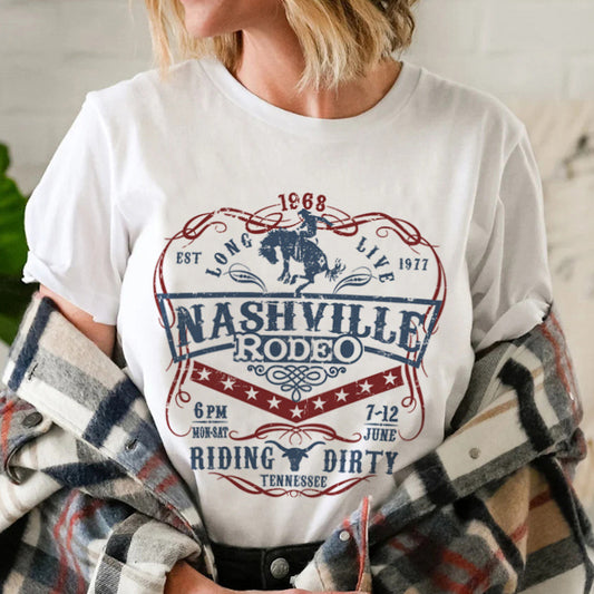 Nashville Rodeo Western Grafik T-shirt til kvinder vintage