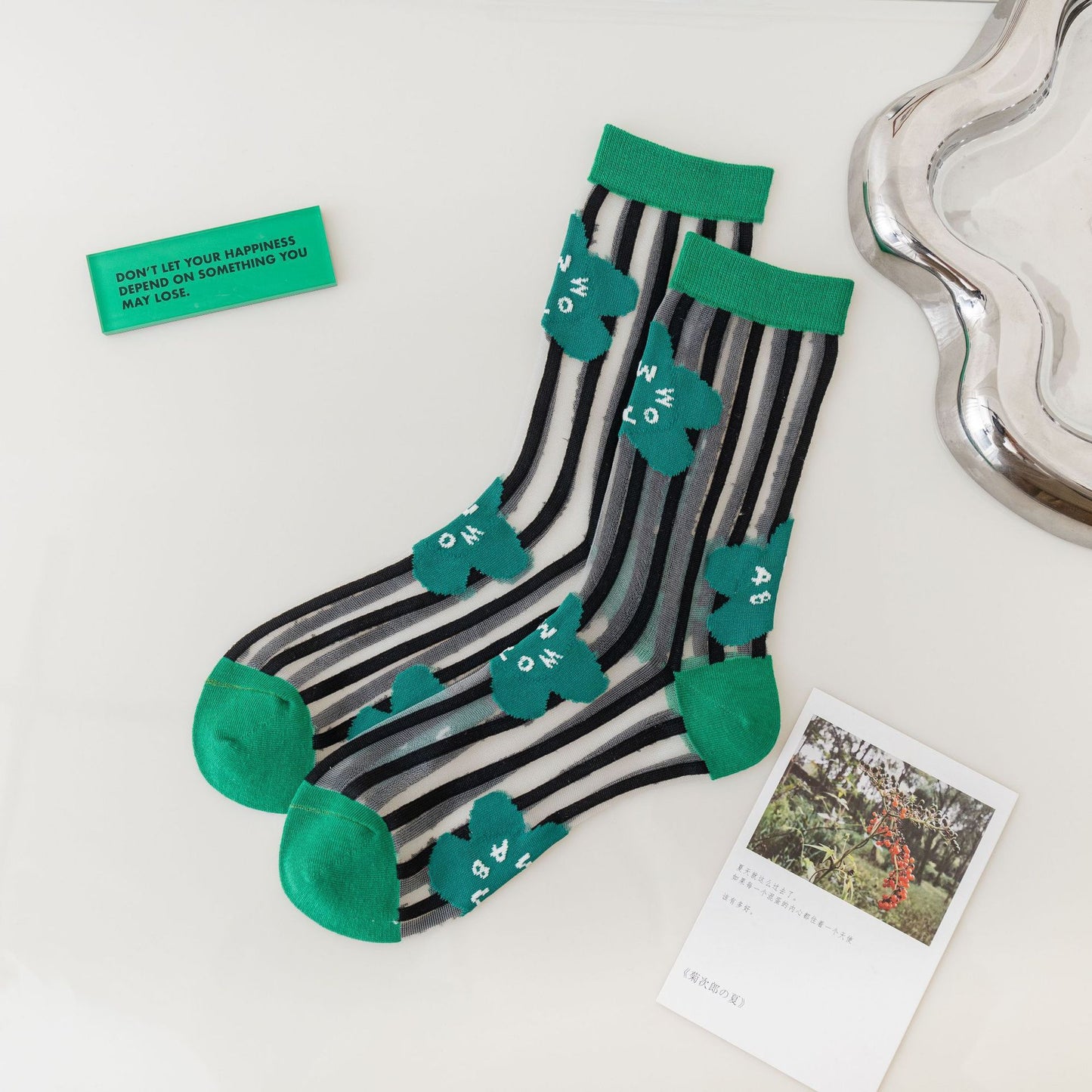 Women's Mid Tube Socks Trendy Green Breathable