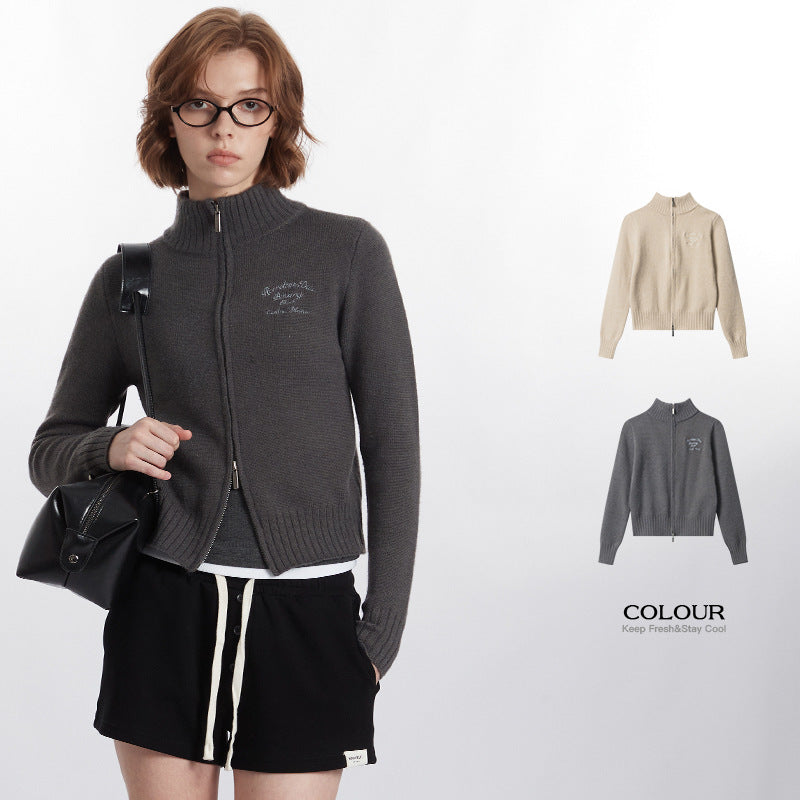 Short Hot Girl Letter Embroidery Solid Color Fashion Brand Sweater