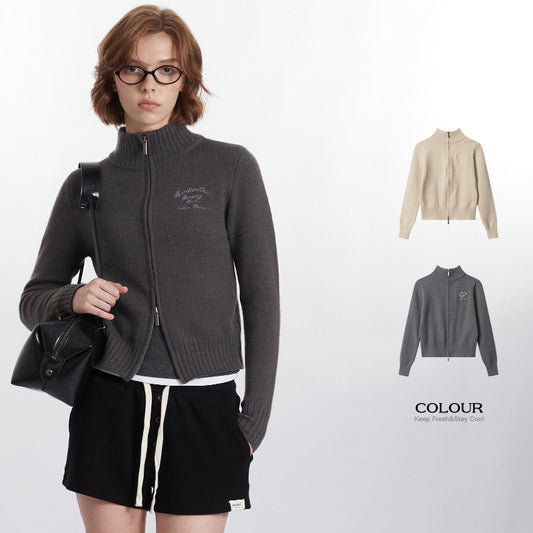 Short Hot Girl Letter Embroidery Solid Color Fashion Brand Sweater
