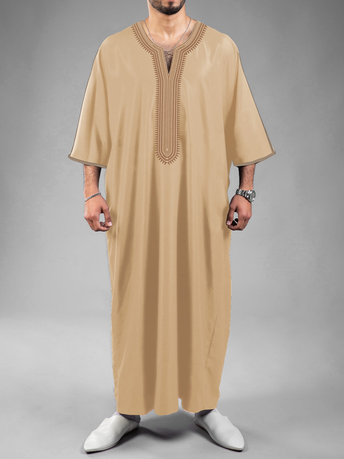 Digital-Print Ethnic Moroccan Mens Robe  3D