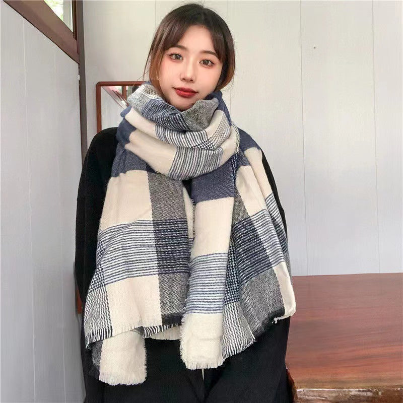 Imitated Wool All-match Double-sided Autumn And Winter Thickened Warm Scarf