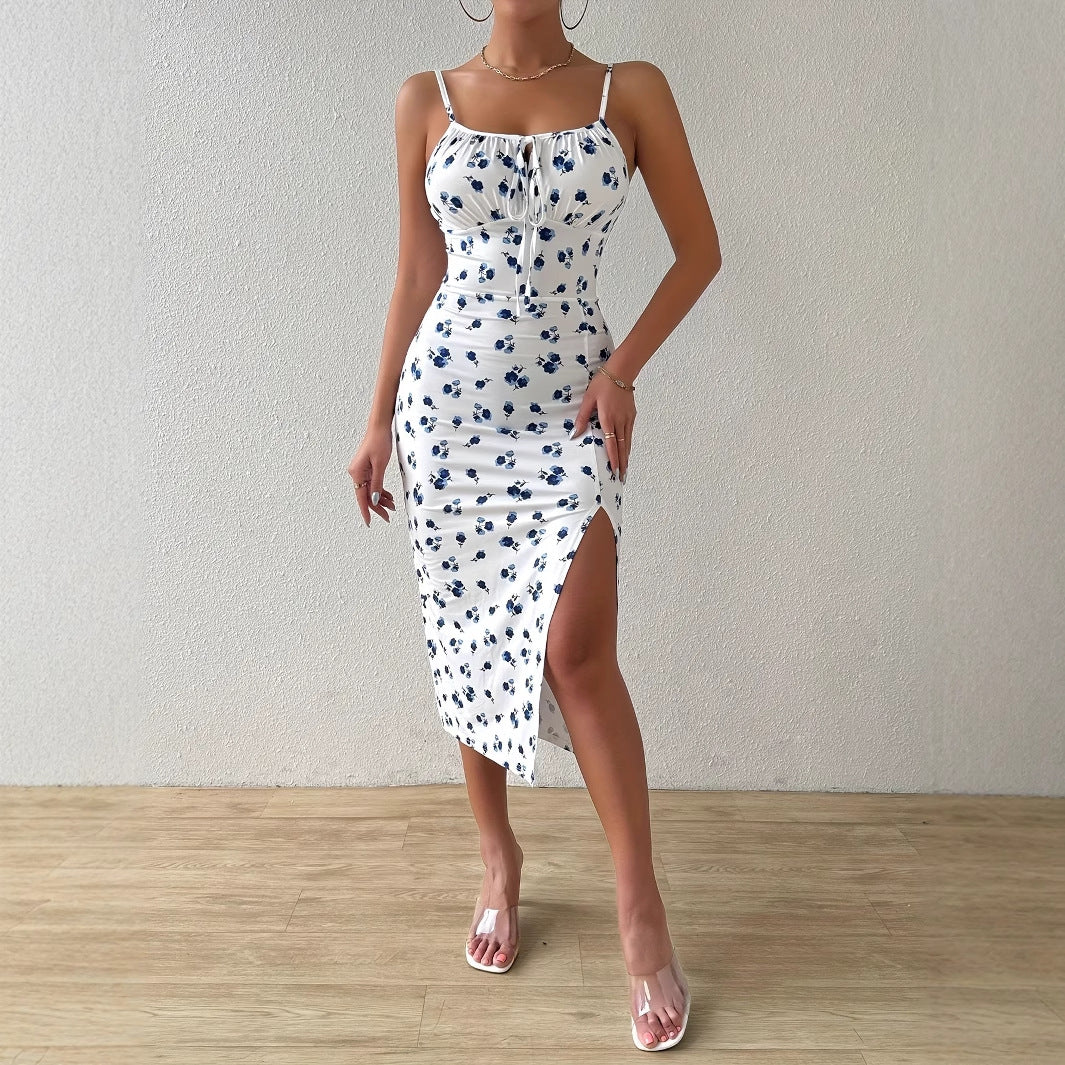 Women's Mid-length Slit Slip Dress