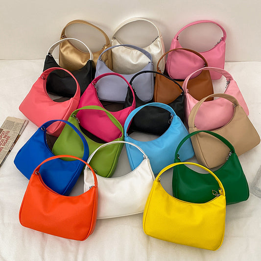 Simple Candy Color One Shoulder Underarm Bag Crescent