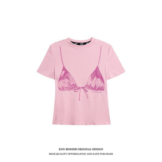 American Hot Girl Slim Fit Short Print Short Sleeve
