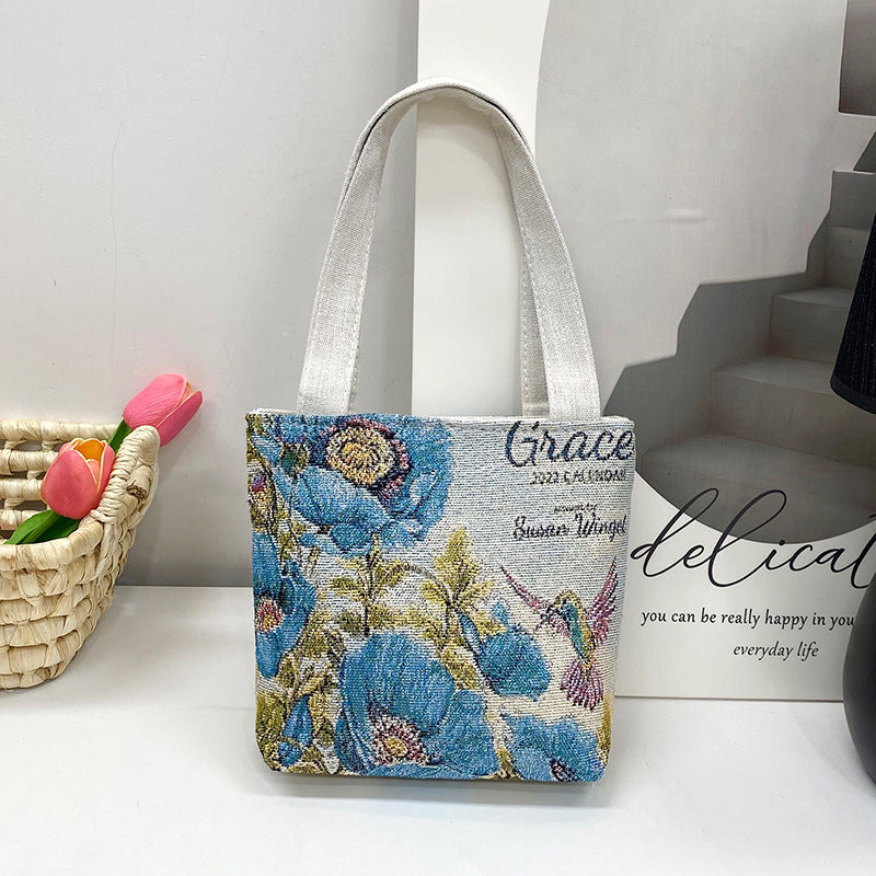 Gold Silk Double-sided Embroidered Small Square Bag Ethnic Style Leisure
