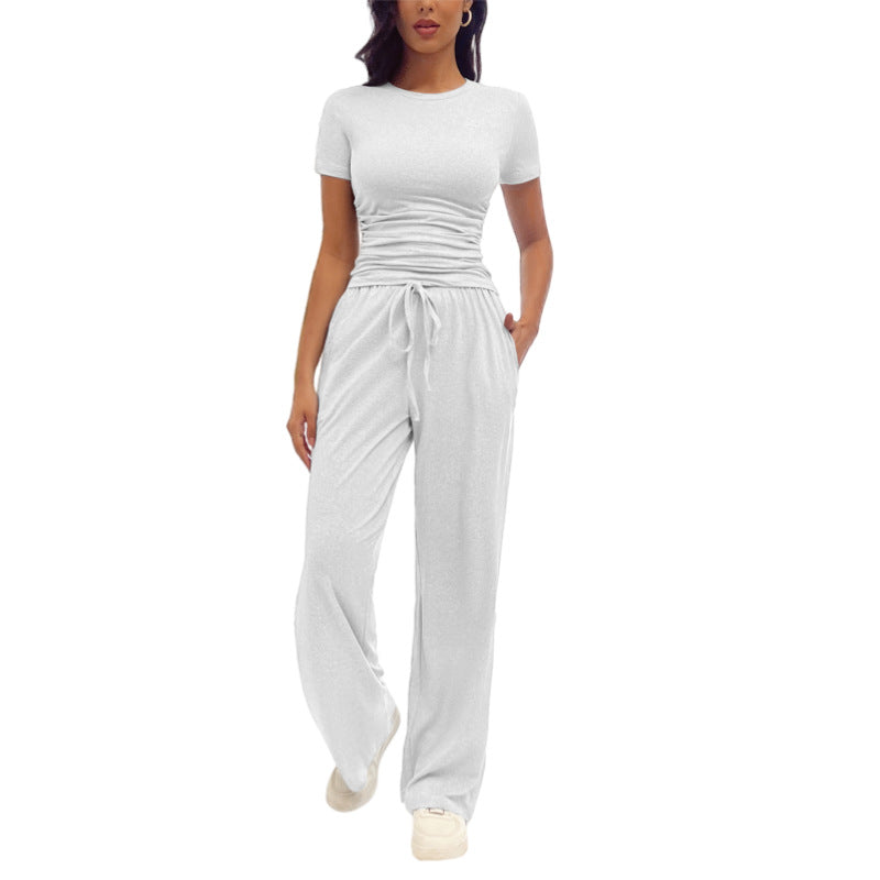 Women's Fashion Casual Pleated Short-Sleeve Set