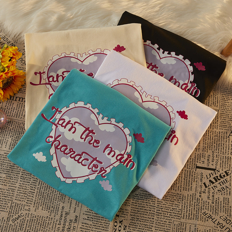 Womens All-Over Heart Short-Sleeve T-Shirt