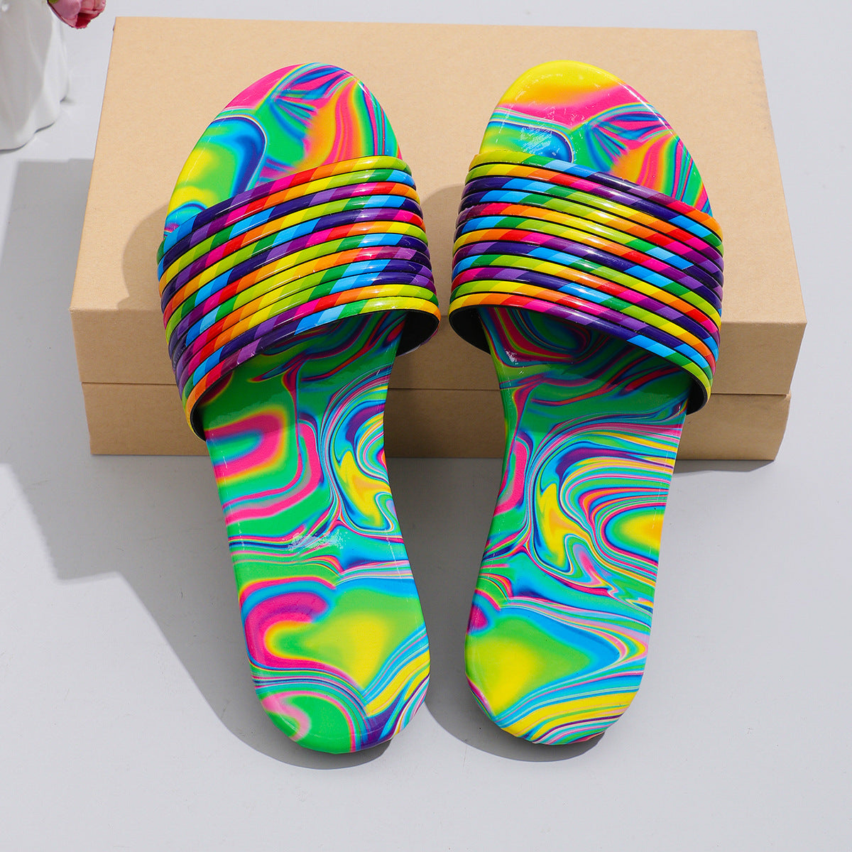 Spring Slippers Women's Rainbow Flat Sandals