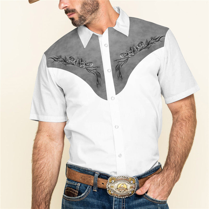 Personalized Printing T-shirt Summer Loose Short Sleeve Lapel Shirt Casual Streetwear Clothing For Men