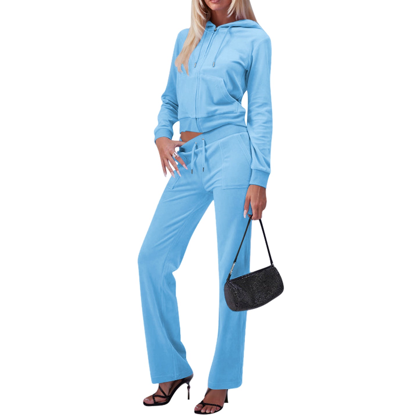 Stylish Casual Silver Fox Velvet Cardigan Two-piece Set