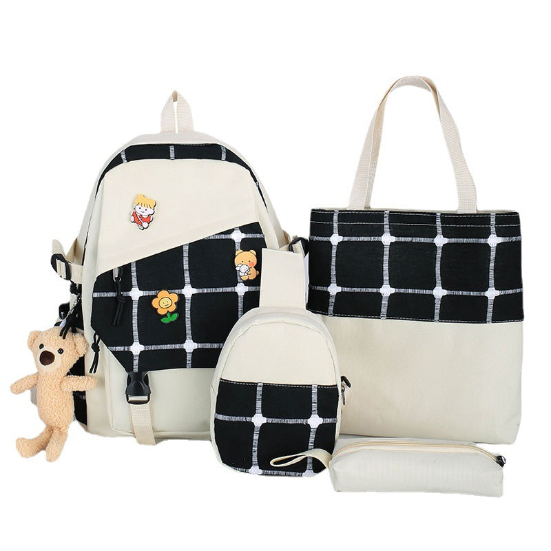 Women's Korean Style Plaid Backpack