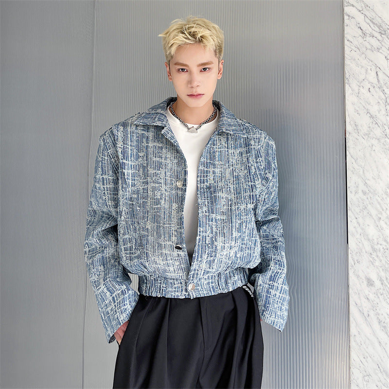 Men's High-waisted Loose Textured Jacket