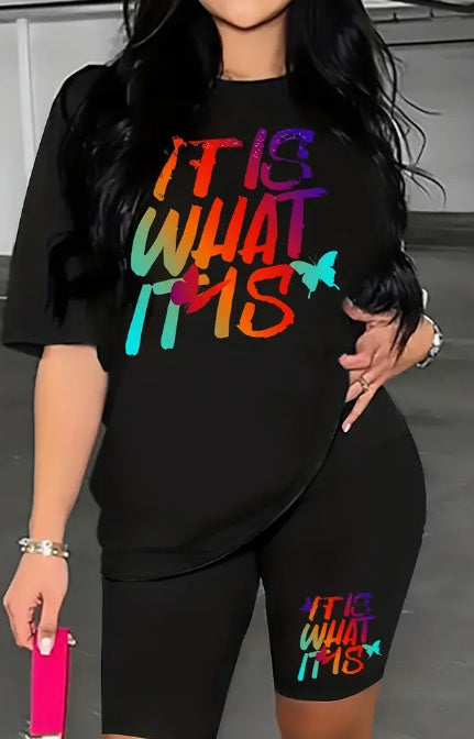 Printet T-shirt med Drop Shoulder og Grafisk Tryk til Kvinder