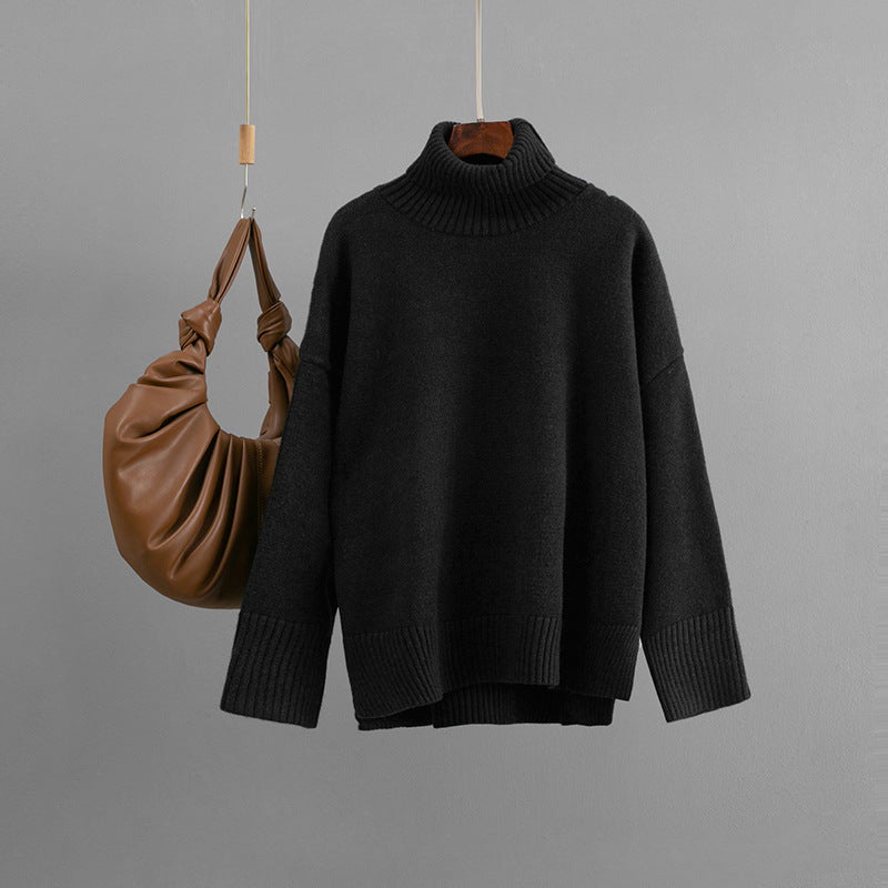 Arrival Casual Loose All-Match Solid-Color Turtleneck Sweater