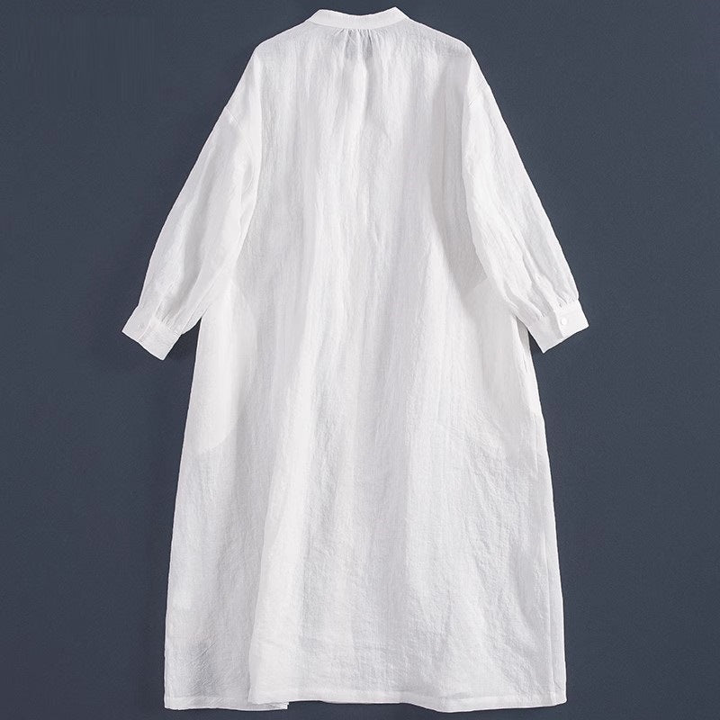 Versatile Casual White Long Shirt Dress