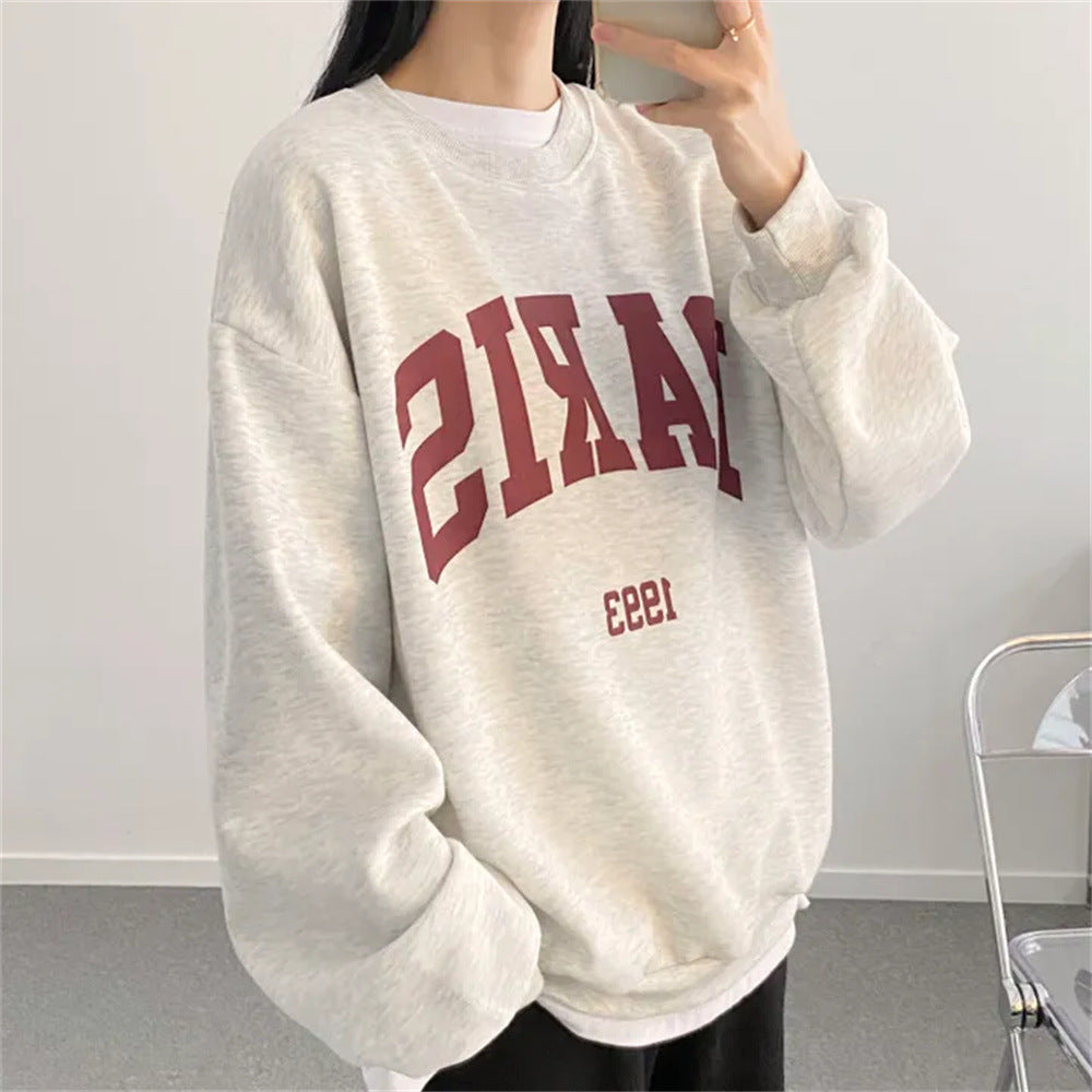 Skjorte Fleece Trykt Langærmet Bogstav Sweater