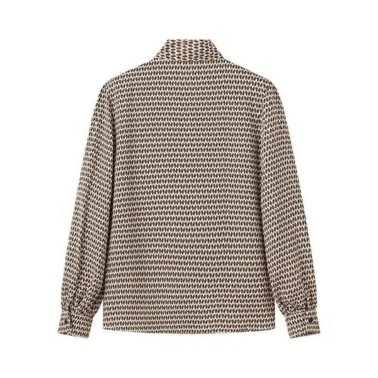 Fashion Geometry Pattern Pattern Lace Printing Long Sleeve Shirt
