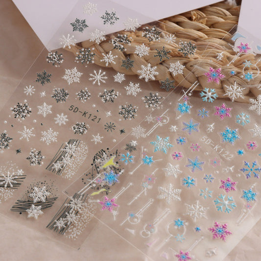 5D Relief Nail Stickers European And American Style Christmas Snowflake