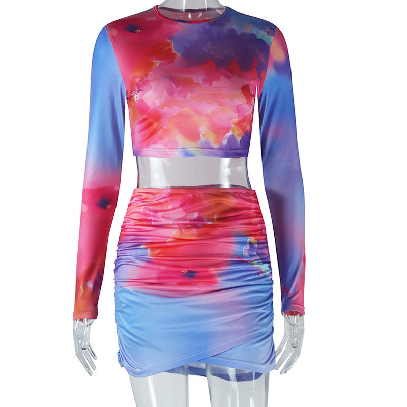 Women's Top And High-Waisted A-Line Skirt Two-Piece Set