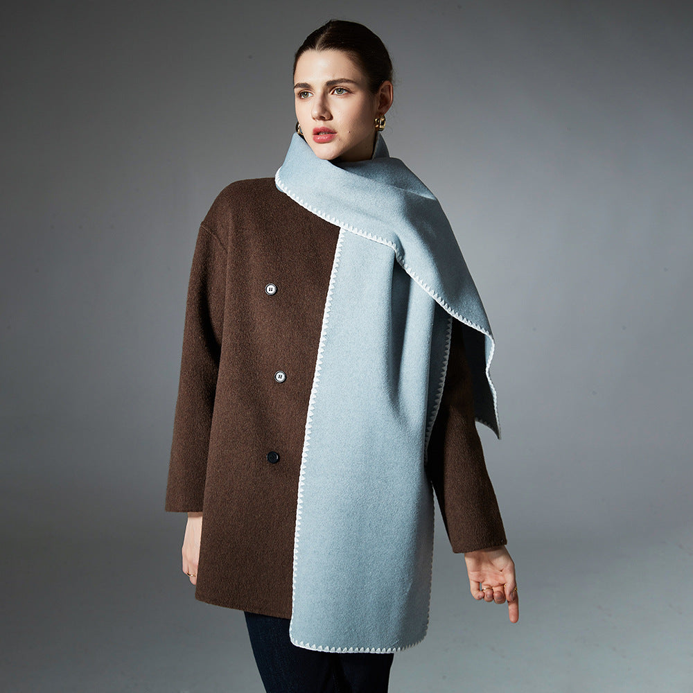 Double-sided Men's Lady Couple Casual High-grade Solid Color Scarf