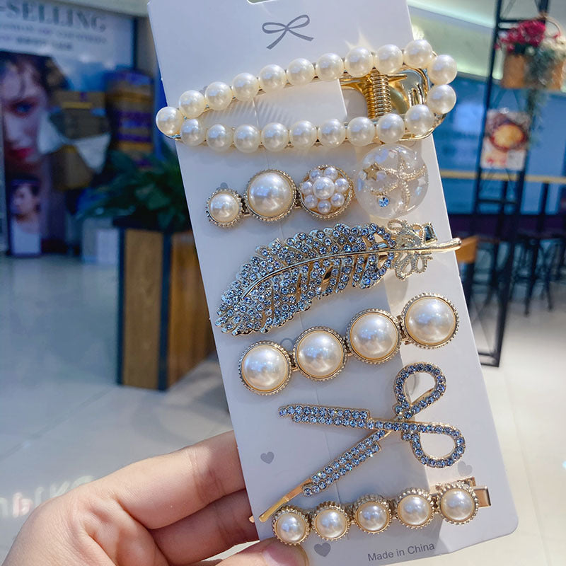 Hairpin Rhinestone Pearl Hairpin Edge Clip Headdress