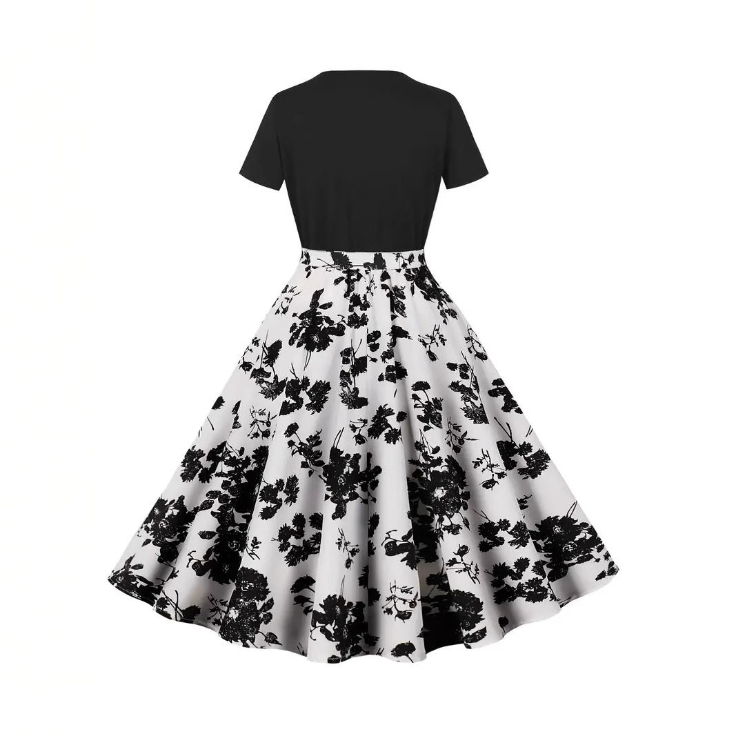 Women's Fashionable Retro Patchwork Elegant Dress