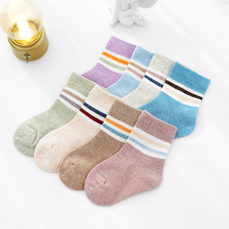 Cute Cartoon Horizontal Strip Baby Socks Creative Fashion Children's Rainbow