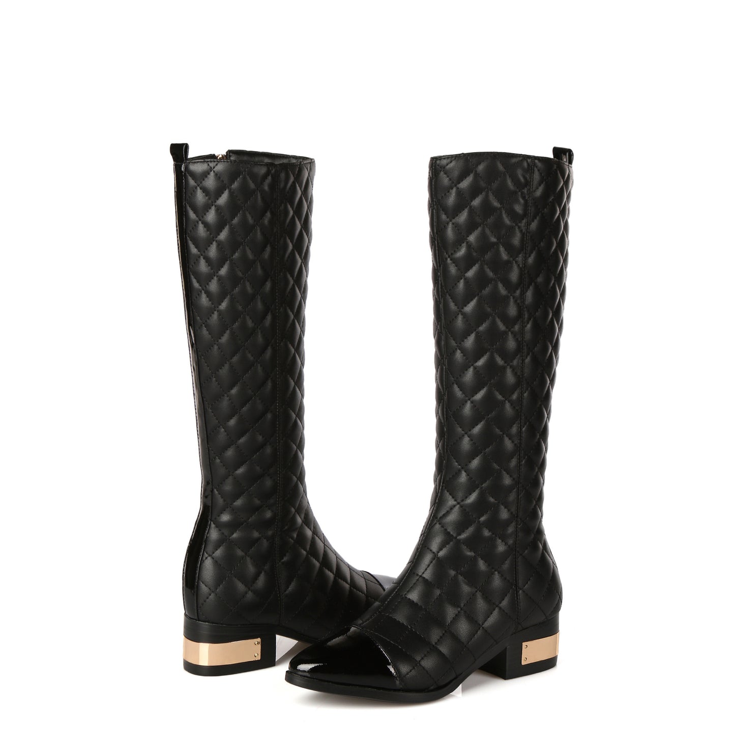 High-top Handsome Plaid Cowhide Boots Women British Style