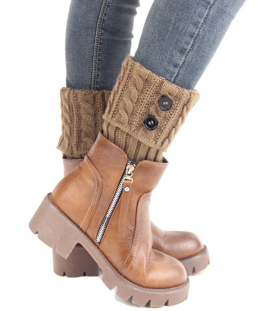 Women's Knitted Wool Short Twist Flap Button Ankle Cover